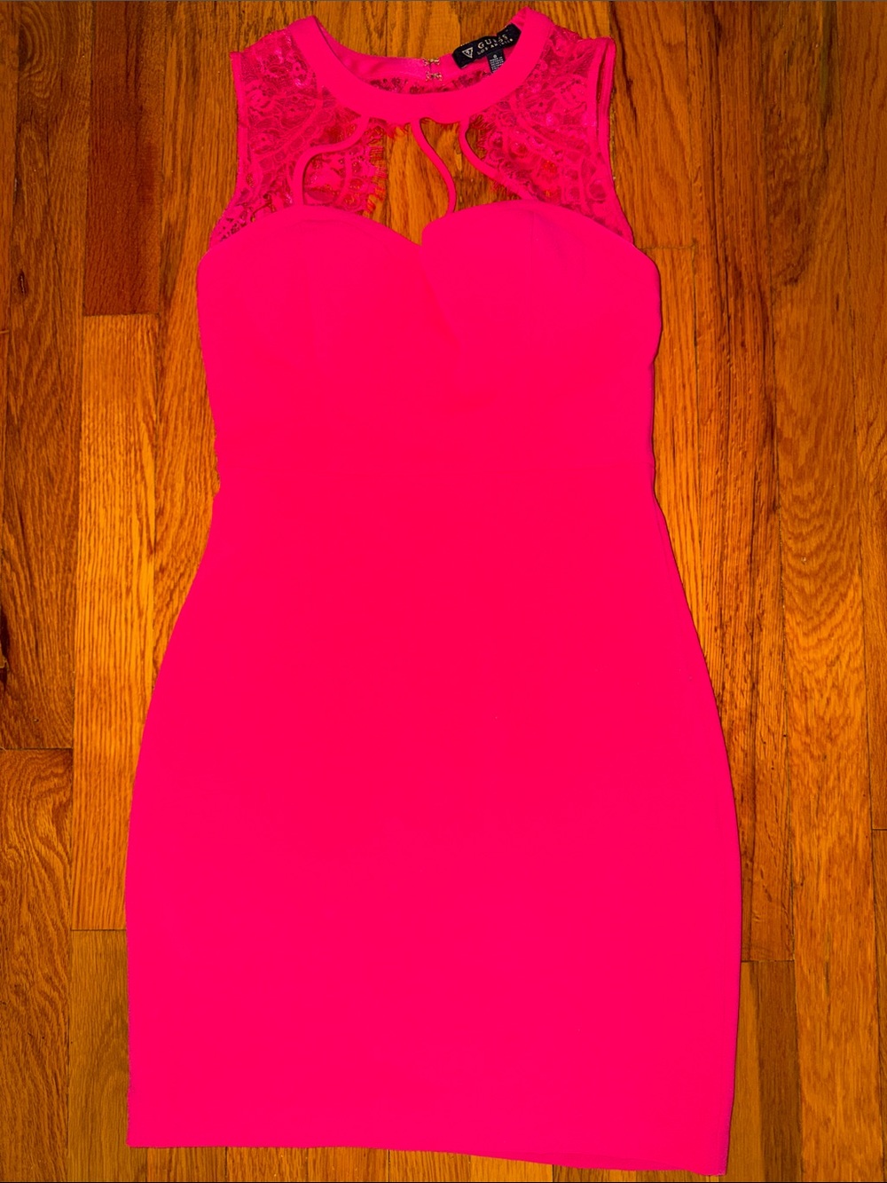 Guess Pink Lace Bodycon Mini Dress